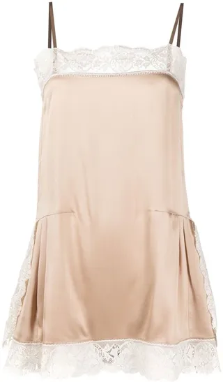 Lace-Trim Silk Slip Dress