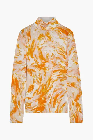 Printed merino wool turtleneck sweater