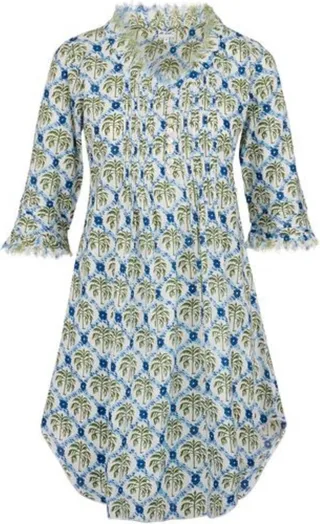 At Last... - Annabel Cotton Tunic In Palm Trellis