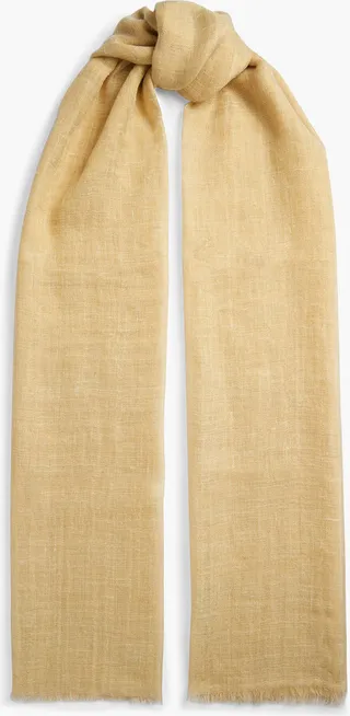 Metallic cashmere-blend gauze scarf