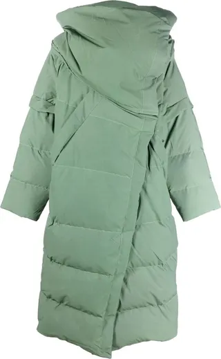 Wrap-Scarf Long Puffer Coat