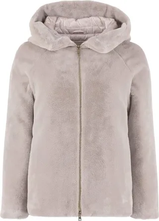 Herno High-Neck Faux Fur Jacket