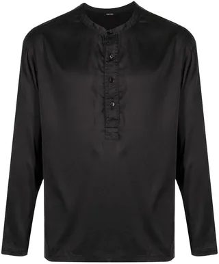 Half-Button Silk-Blend Shirt