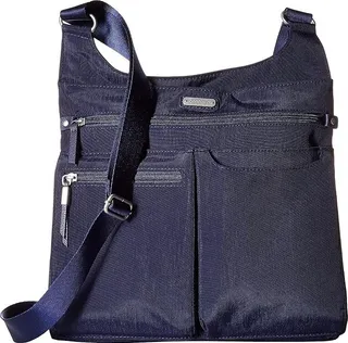 Baggallini On Track Zip Crossbody with RFID Phone Wristlet (Navy) Handbags