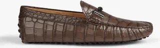 Double T croc-effect leather driving shoes