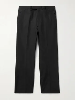 Straight-Leg Cropped Cotton-Blend Trousers