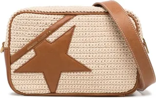 Star-patch crochet crossbody bag