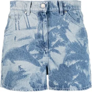 Graphic-Print Denim Shorts