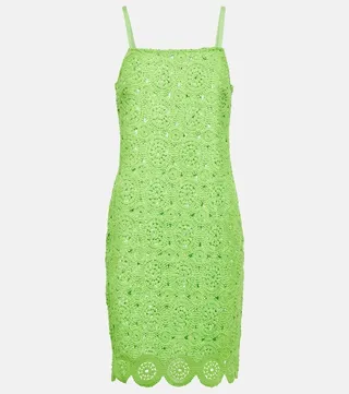 Silke cotton-blend crochet minidress