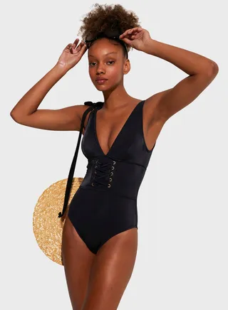 Button Detail Swimsuit