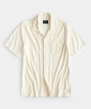 Terry Button-Down Polo in Bisque