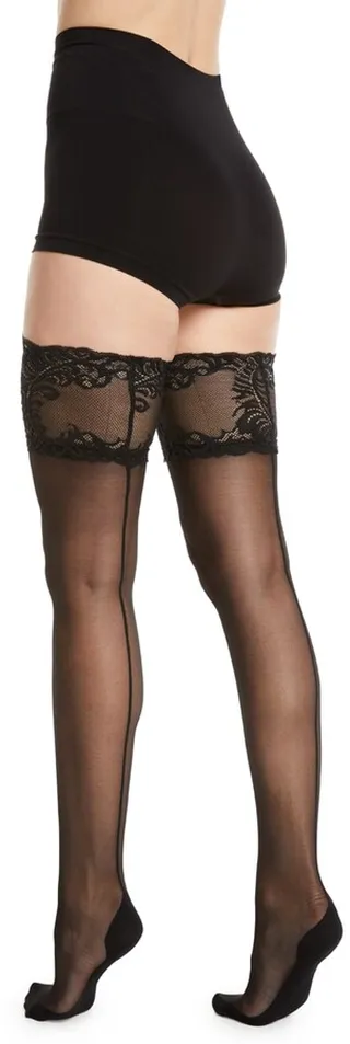 Feathers Escape Back-Seam Thigh Highs Stockings