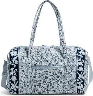 Vera Bradley Women's Recycled Cotton Large Travel Duffel Bag Perennials Gray