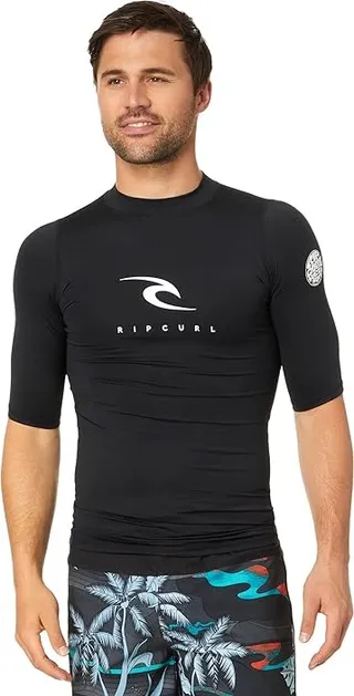 Rip Curl Corps Performance Fit Short Sleeve UV Tee (Black) Men's Swimwear
