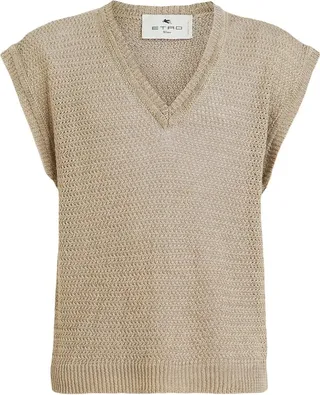 V-neck linen vest