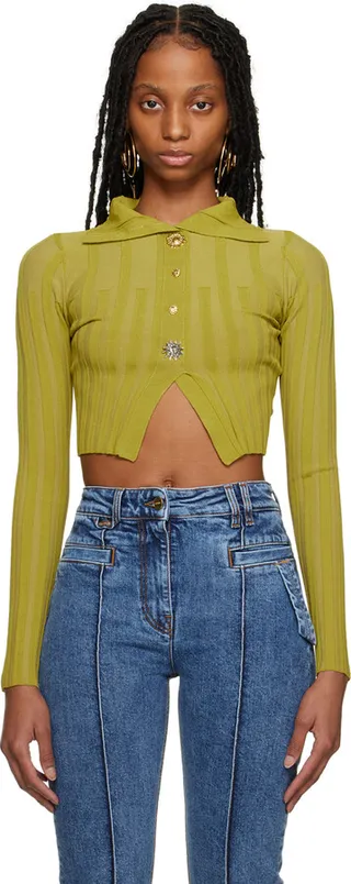 Jacquemus Green Le Raphia 'Le Cardigan Bando' Cardigan