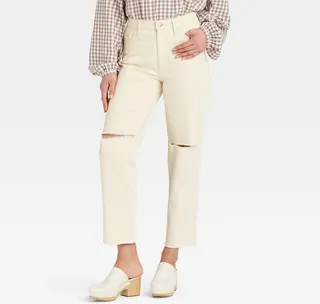 Women's Super-High Rise Vintage Straight Jeans - Universal Thread™ Off-White 00 Long
