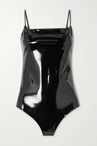 Commando - Faux Patent-leather Bodysuit - Black