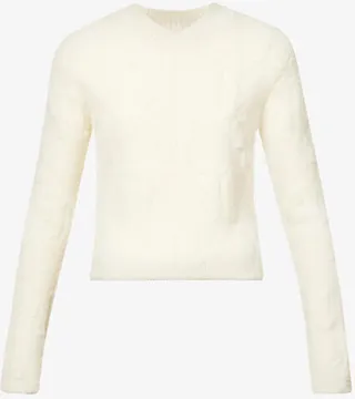 Womens Ecru Dian V-neck Wool Knitted Jumper