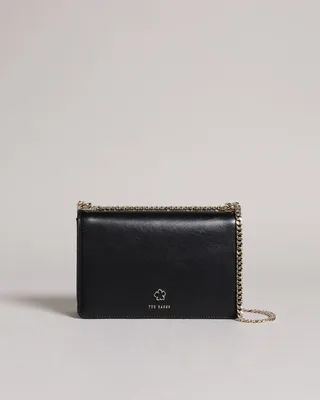 Flower Eyelet Cross Body Bag in Black