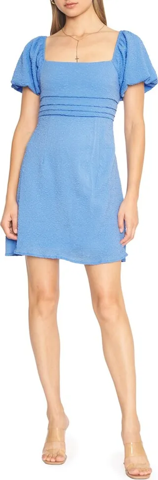 Aubrielle Puff Sleeve Textured Minidress