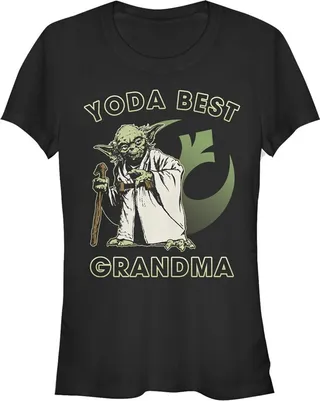 Junior's Star Wars Yoda Best Grandma T-Shirt - Black - Large