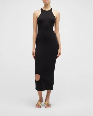 Meteor Cutout Ribbed Rowing Midi Dress