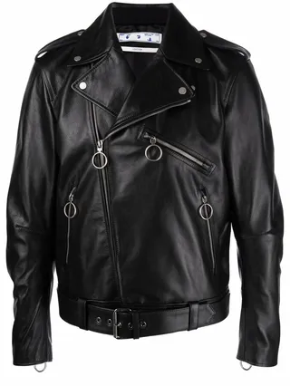 Graphic-Print Biker Jacket