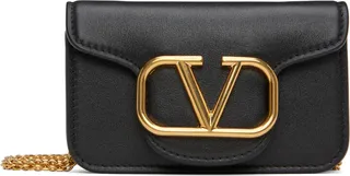 Valentino Garavani Black Micro Locò Chain Leather Bag