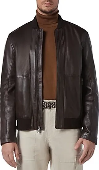 Andrew Marc MacNeil Leather Bomber Jacket