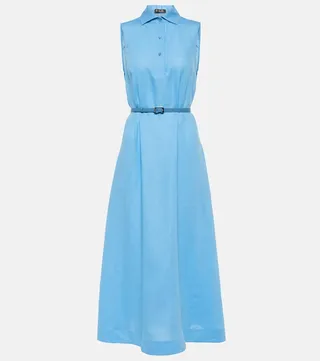 Belted linen shirt dress