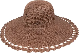 Scalloped Wide Brim Straw Hat