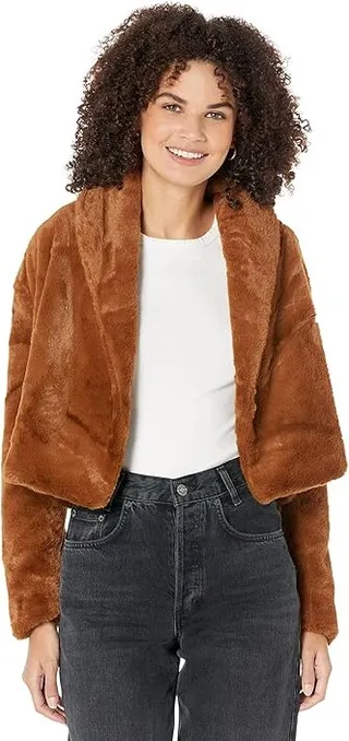 Blank NYC Faux Fur Cropped Jacket in Eye Candy (Eye Candy) Women's Clothing