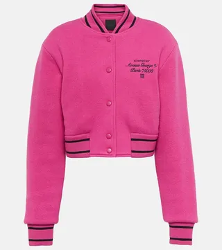 Logo-embroidered wool bomber jacket