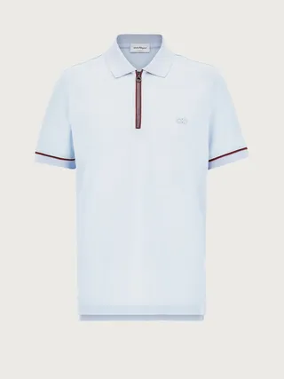 Ferragamo Men Cotton piquet polo Blue
