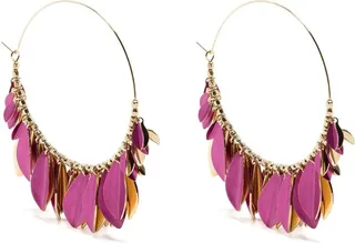 Gold-Tone Leaf Hoop Earrings
