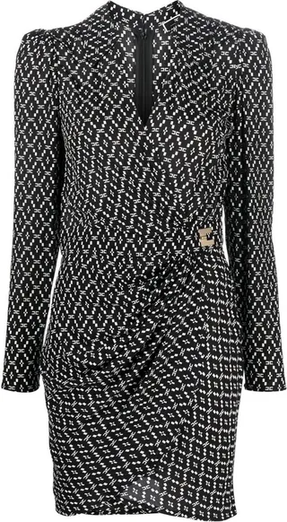 Logo-Print Belted Wrap Minidress