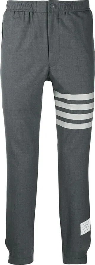 Snap Front Elastic Waist Track Trouser Medium Grey