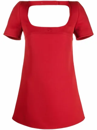 Logo-Embroidered Flared Mini Dress