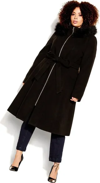 CITY CHIC | Women's Plus Size Miss Mysterious Coat black - 22W