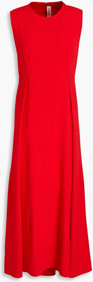 Pleated crepe midi dress