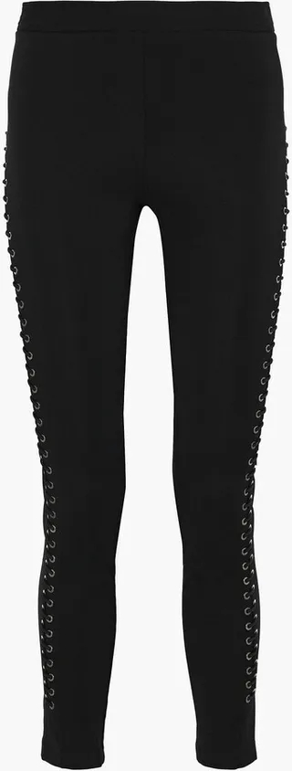 Lace-up stretch-knit leggings