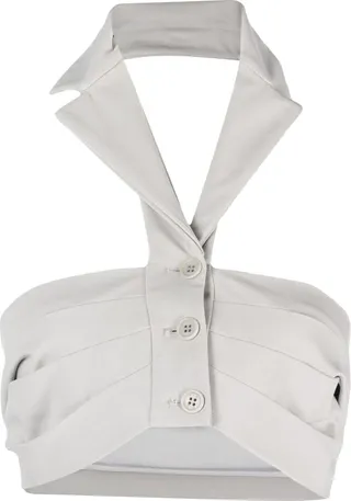 Halterneck Buttoned Crop Top