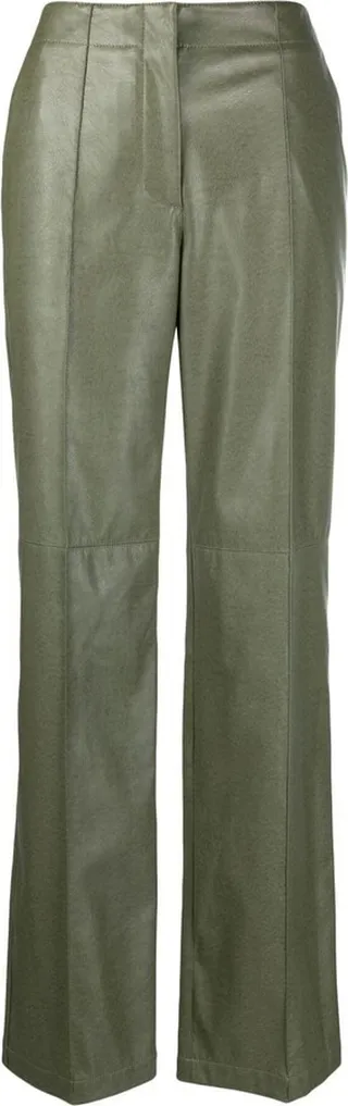 Faux-Leather Straight-Leg Trousers