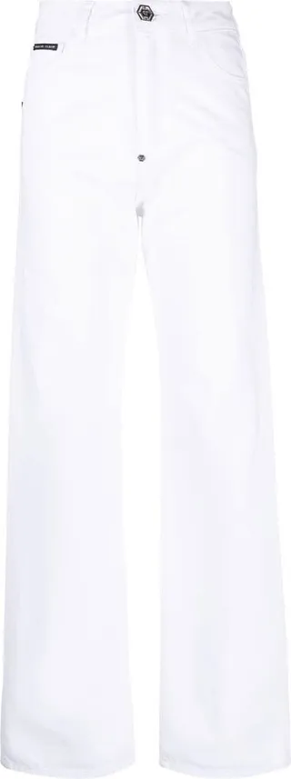 Charm-Detail Wide Leg Trousers