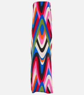 Printed strapless maxi dress