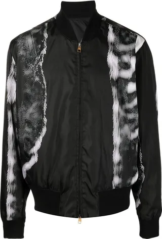 Graphic-Print Detail Bomber Jacket