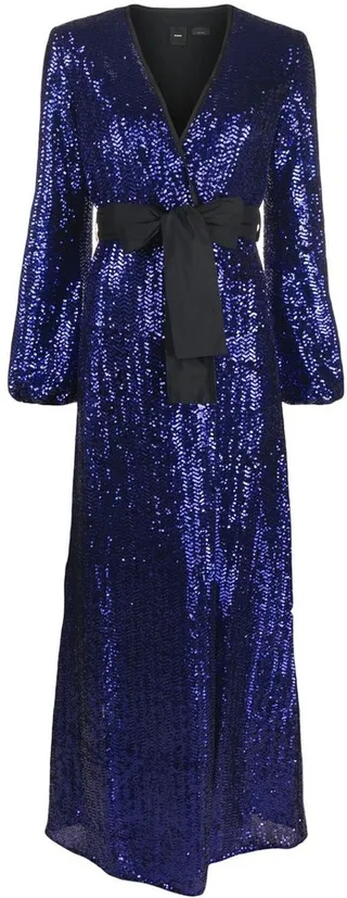 Sequin-Embellished Belted Dress