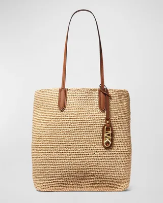 Eliza Large North-South Straw Tote Bag