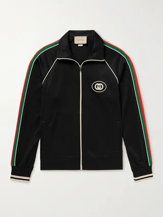 Logo-Appliquéd Striped Tech-Jersey Track Jacket